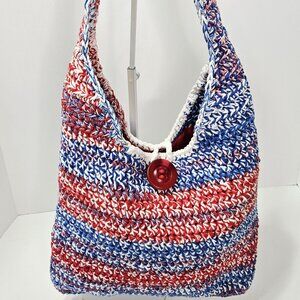 Crochet Red White and Blue Tote